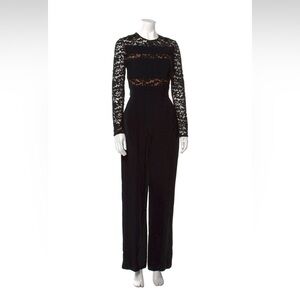 Elie Saab Lace Pattern Crew Neck Jumpsuit Size M